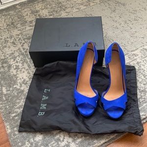 L.A.M.B. Italia Platform Sandal, Electric Blue, Size 8